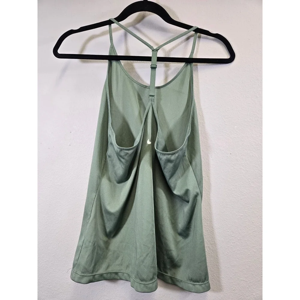 Nike Dri-FIT Ribbed Athletic Training Racerback Tank Top Sage Green Medium